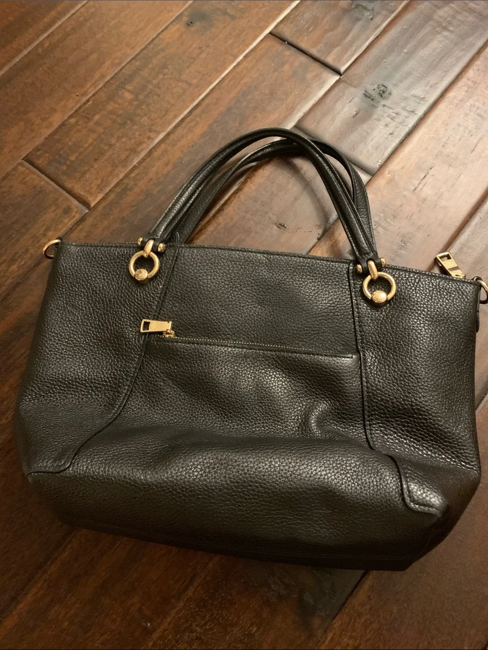 Coach Black Pebbled Leather Satchel with Gold Accents